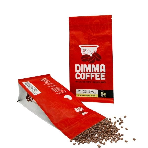 250g 500g 1kg Custom Printed Zip lock Coffee bag with Valve Flat Bottom Aluminum Coffee Bean Bag