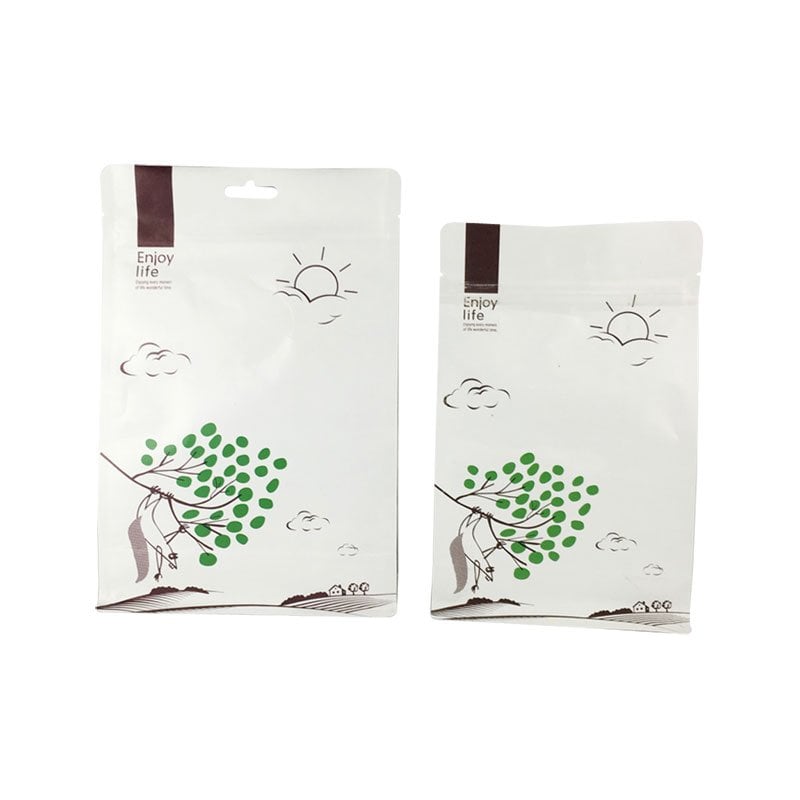 Eco-Friendly PLA Biodegradable Paper Flat bottom Zipper Bag