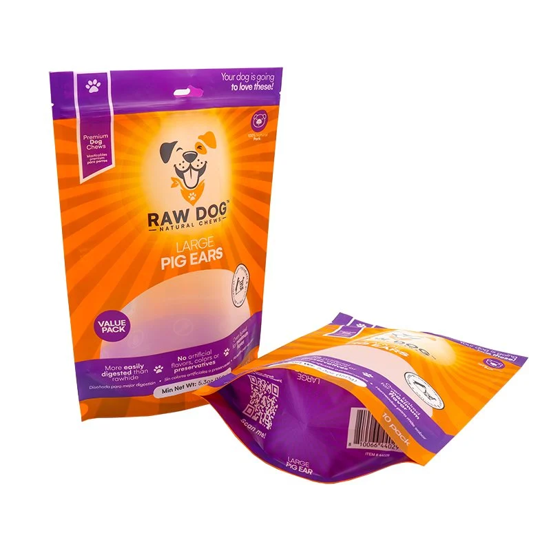 Custom printed stand-up pet treat pouches made by YLTPACK